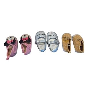 baby girls 3-6 month sneaker flat shoe bundle old navy Disney Minnie glitter